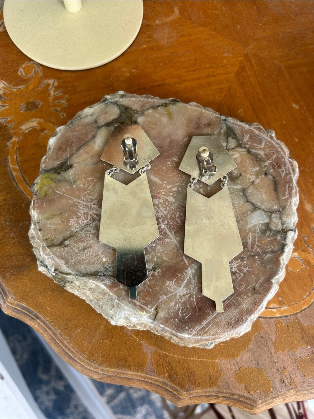 Vintage Art Deco Style Black & Yellow Clip-on Earrings - Picture 6 of 6